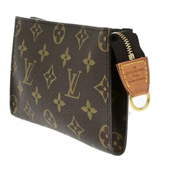 LOUIS VUITTON Logo BUCKET PM Pouch Bag Monogram Leather Brown France 60EE074 - Picture 11 of 13
